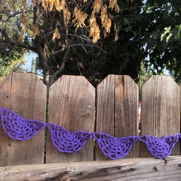 Handmade Crochet Purple Web Garland - Picture 2 of 4